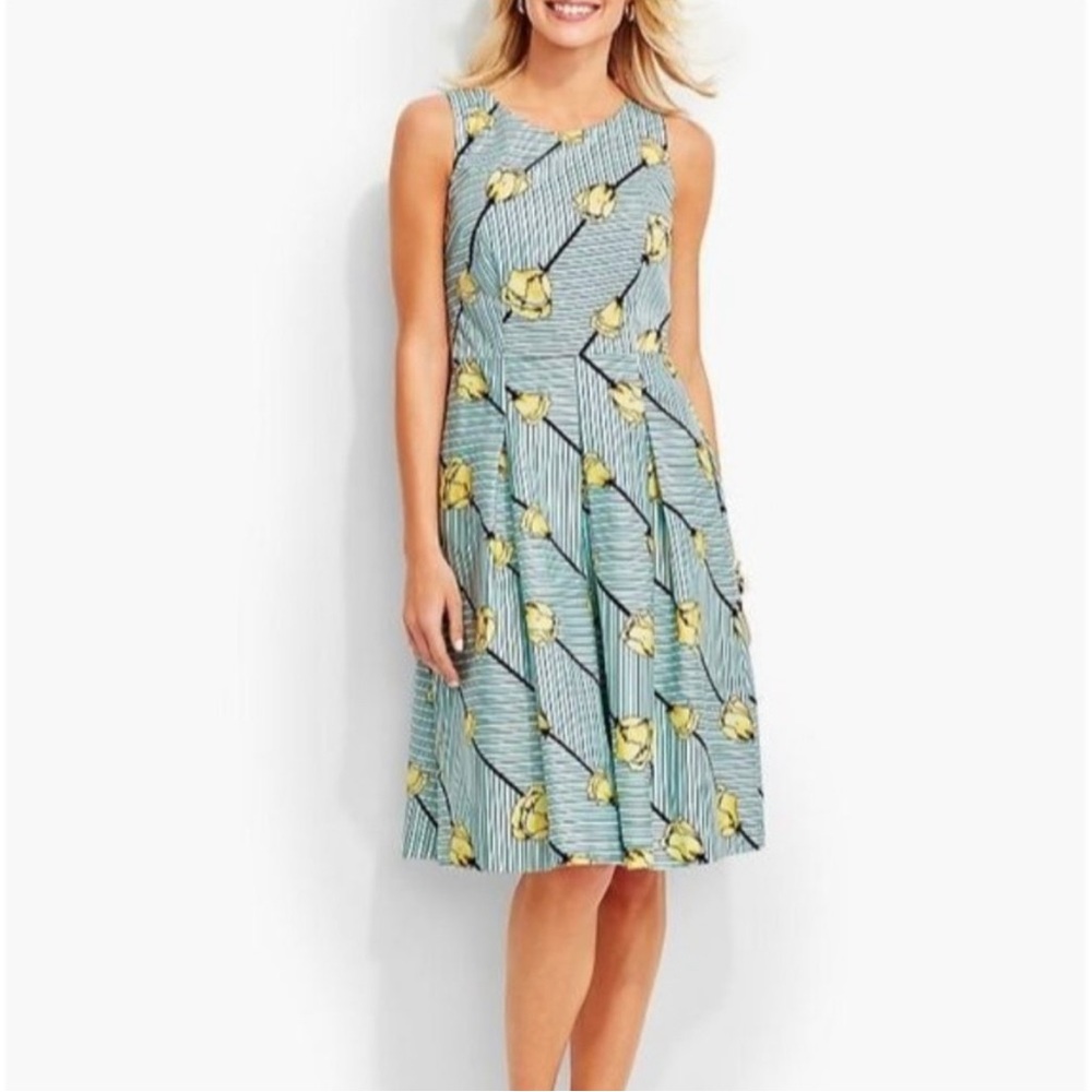 Striped and floral fit and flare dress by Talbots